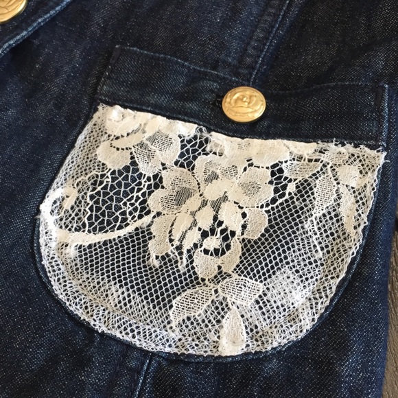 Upcycled lace patchwork boho jean jacket - Picture 8 of 15